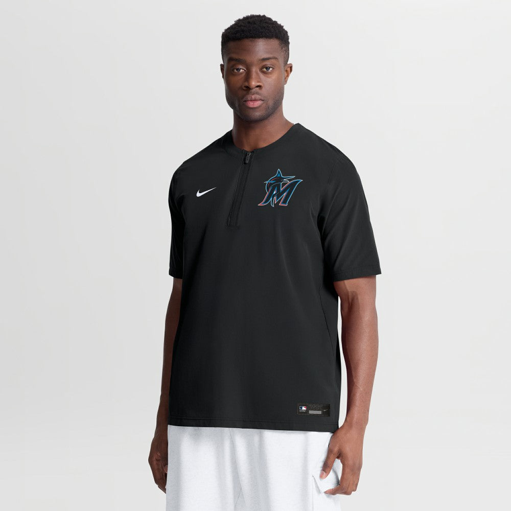 Miami Marlins Nike Authentic Collection Dri-FIT Quarter-Zip Windshirt - Black