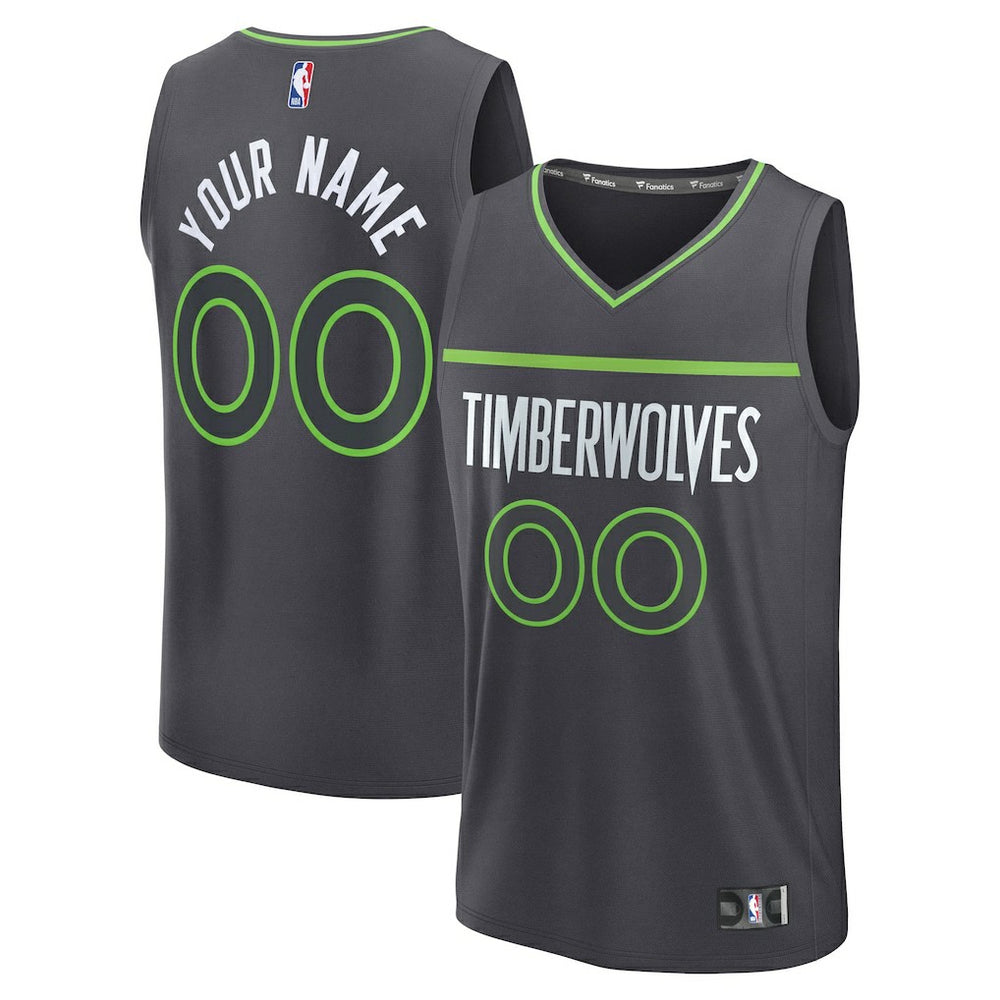 Minnesota Timberwolves Fastbreak Custom Jersey Statement Edition Anthracite
