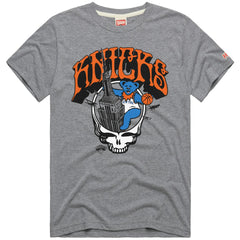 New York Knicks x Grateful Dead Homage Skull Tri-Blend T-Shirt Gray