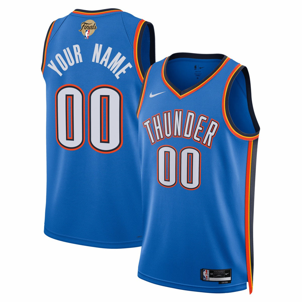 NBA Oklahoma City Thunder Unisex 2025 NBA Finals Patch Custom Swingman Jersey - Blue - Icon Edition