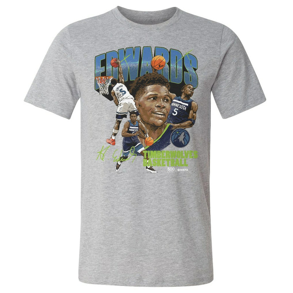 Anthony Edwards Minnesota Timberwolves 500 Level Collage T-Shirt Heather Gray