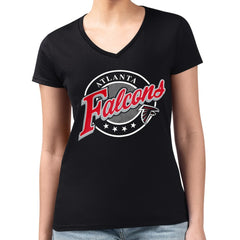Atlanta Falcons G-III 4Her by Carl Banks Women's Super-Slim Fit Lightweight Pinstripe Circle V-Neck T-Shirt Black