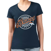 Denver Broncos G-III 4Her by Carl Banks Women's Super-Slim Fit Lightweight Pinstripe Circle V-Neck T-Shirt Navy
