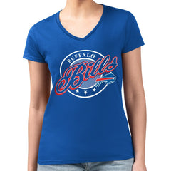 Buffalo Bills G-III 4Her by Carl Banks Women's Super-Slim Fit Lightweight Pinstripe Circle V-Neck T-Shirt Royal