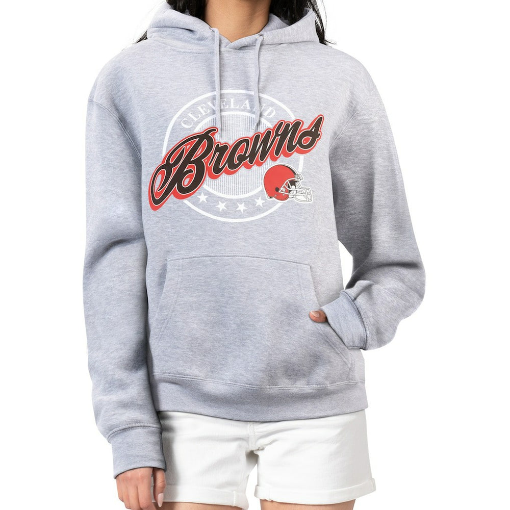 Cleveland Browns G-III 4Her by Carl Banks Women's Pinstripe Circle Fleece Pullover Hoodie Gray