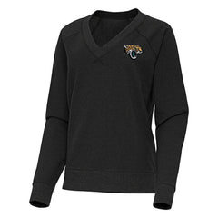 Jacksonville Jaguars Antigua Women's Varsity Tri-Blend V-Neck Long Sleeve T-Shirt Heather Black