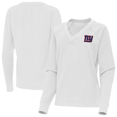 New York Giants Antigua Women's Varsity Tri-Blend V-Neck Long Sleeve T-Shirt Heather Gray