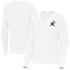 Cleveland Browns Antigua Women's Varsity Tri-Blend V-Neck Long Sleeve T-Shirt White
