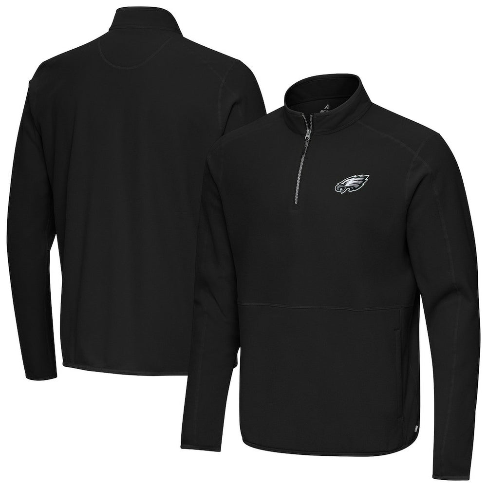 Philadelphia Eagles Antigua Step Up Quarter-Zip Pullover Black