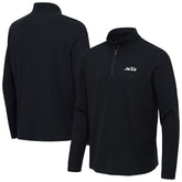 New York Jets Antigua Sync Tri-Blend Quarter-Zip Pullover Heather Black