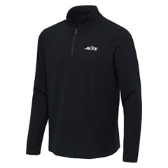 New York Jets Antigua Sync Tri-Blend Quarter-Zip Pullover Heather Black