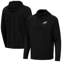 Philadelphia Eagles Antigua Connected Quarter-Zip Pullover Hoodie Black