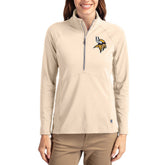 Minnesota Vikings Cutter & Buck Women's Adapt Eco Knit Stretch Recycled Raglan Half-Zip Pullover Tan