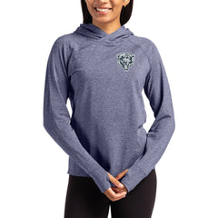 Chicago Bears Cutter & Buck Women's Tonal Logo Adapt Knit Recycled Raglan Pullover Hoodie Heather Navy