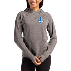 Detroit Lions Cutter & Buck Women's Throwback Logo Adapt Knit Recycled Raglan Pullover Hoodie Heather Charcoal