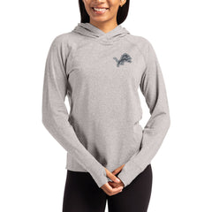 Detroit Lions Cutter & Buck Women's Tonal Logo Adapt Knit Recycled Raglan Pullover Hoodie Heather Gray