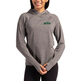 New York Jets Cutter & Buck Women's Primary Logo Adapt Knit Recycled Raglan Pullover Hoodie Heather Charcoal