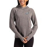 Philadelphia Eagles Cutter & Buck Women's Tonal Logo Adapt Knit Recycled Raglan Pullover Hoodie Heather Charcoal
