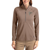 Atlanta Falcons Cutter & Buck Women's Tonal Adapt Eco Knit Stretch Recycled Raglan Half-Zip Pullover Brown