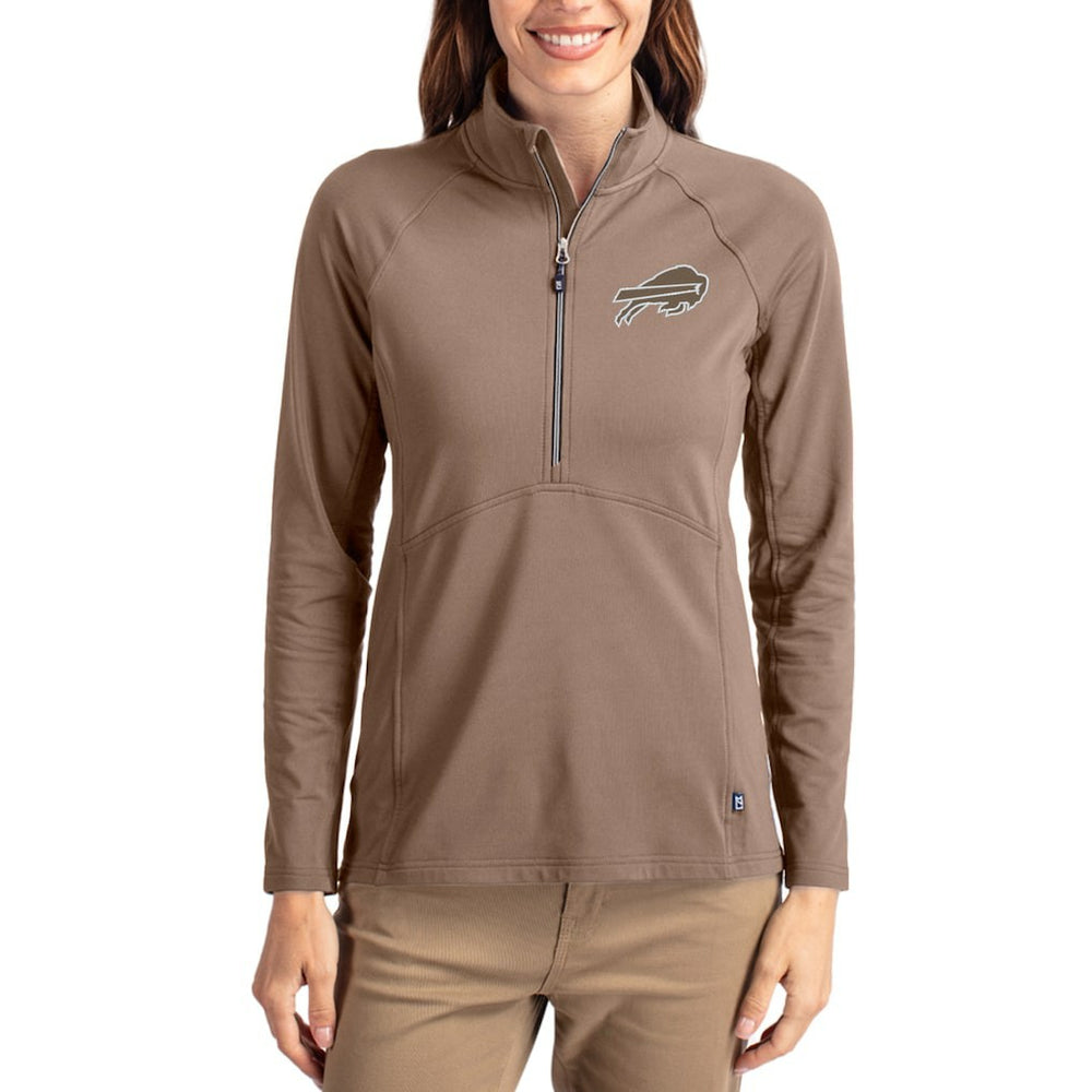 Buffalo Bills Cutter & Buck Women's Tonal Adapt Eco Knit Stretch Recycled Raglan Half-Zip Pullover Brown