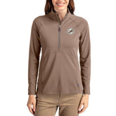 Miami Dolphins Cutter & Buck Women's Tonal Adapt Eco Knit Stretch Recycled Raglan Half-Zip Pullover Brown