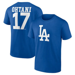 Shohei Ohtani Los Angeles Dodgers Player Name & Number T-Shirt - Royal T-shirts