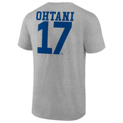 Shohei Ohtani Los Angeles Dodgers Player Name & Number T-Shirt - Heather Gray T-shirts