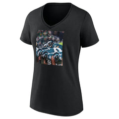 Philadelphia Eagles Women's Push On V-Neck T-Shirt Black
