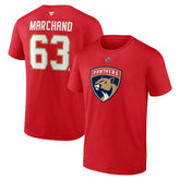 NHL Brad Marchand Florida Panthers Fanatics Authentic Stack Name & Number T-Shirt - Red