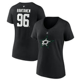 NHL Mikko Rantanen Dallas Stars Fanatics Women's Authentic Stack Name & Number V-Neck T-Shirt - Black