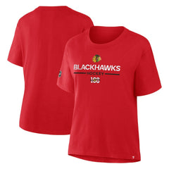 NHL Chicago Blackhawks Fanatics Women's Centennial Celebration T-Shirt - Red