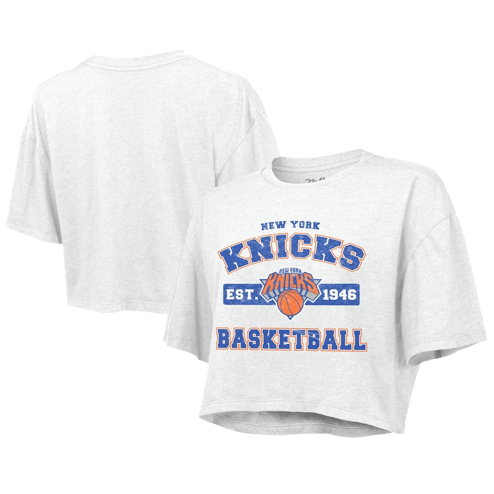 New York Knicks Majestic Threads Women's Boxy Crop Top White