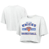 New York Knicks Majestic Threads Women's Boxy Crop Top White