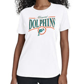 Miami Dolphins Starter Women's Throwback Arch Stripe T-Shirt White