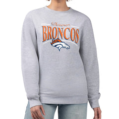 Denver Broncos Starter Women's Arch Stripe Fleece Pullover Sweatshirt Gray