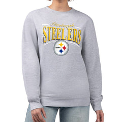 Pittsburgh Steelers Starter Women's Arch Stripe Fleece Pullover Sweatshirt Gray