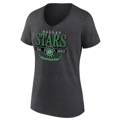 NHL Dallas Stars Women's Retro Banner V-Neck T-Shirt - Charcoal
