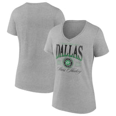 NHL Dallas Stars Women's Retro Script V-Neck T-Shirt - Gray