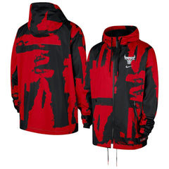 Chicago Bulls Courtside Club Premium Woven Full-Zip Hooded Jacket Black/Red