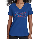 Buffalo Bills Starter Women's Groovy Script V-Neck T-Shirt Royal
