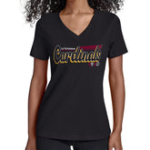 Arizona Cardinals Starter Women's Groovy Script V-Neck T-Shirt Black