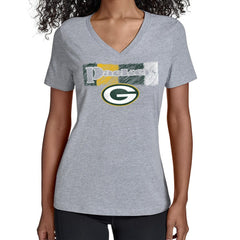 Green Bay Packers Starter Women's Color Shading V-Neck T-Shirt Gray