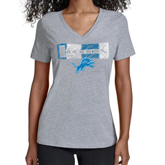 Detroit Lions Starter Women's Color Shading V-Neck T-Shirt Gray