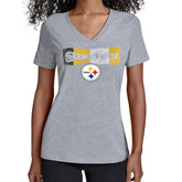 Pittsburgh Steelers Starter Women's Color Shading V-Neck T-Shirt Gray