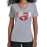 San Francisco 49ers Starter Women's Color Shading V-Neck T-Shirt Gray