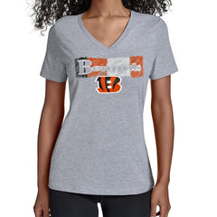 Cincinnati Bengals Starter Women's Color Shading V-Neck T-Shirt Gray