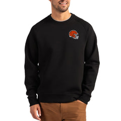 Cleveland Browns Cutter & Buck Helmet Roam Recycled Raglan Pullover Sweatshirt Black