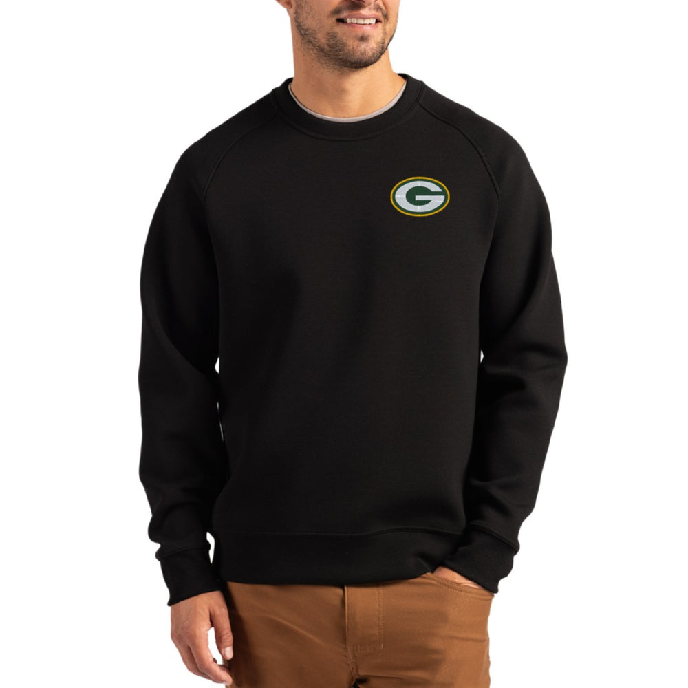 Green Bay Packers Cutter & Buck Primary Logo Roam Recycled Raglan Pullover Sweatshirt Black