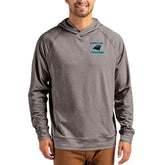 Carolina Panthers Cutter & Buck Adapt Knit Recycled Raglan Pullover Hoodie Heather Gray