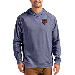 Chicago Bears Cutter & Buck Adapt Knit Recycled Raglan Pullover Hoodie Heather Navy